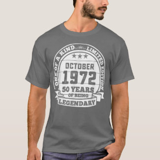 T-shirt Octobre 1972 50e Anniversaire Cadeau 50 Ans D'Être