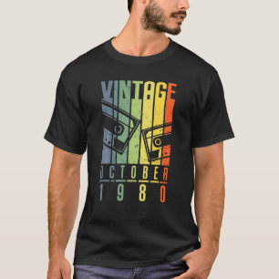 T-shirt Octobre 1980 Retro Vintage 40 Anniversaire 40e Ann