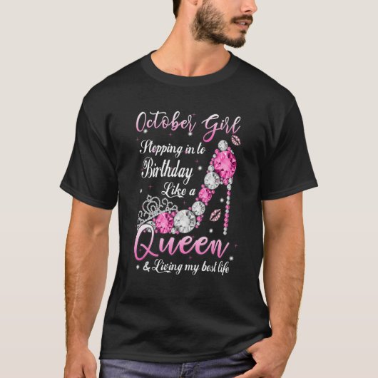 T-shirt Octobre Fille Entrant Dans Mon Anniversaire Comme (Devant)
