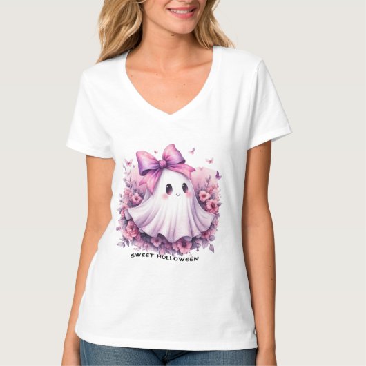 T-shirt Octobre Halloween Ghost Sweatshirt, Chemise Éffray (Devant)
