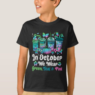 T-shirt Octobre Nous Portons Vert Turquoise Rose Mbc Sensi