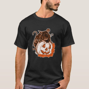 T-shirt Octobre Orange Cute Rat sur le Citrouille Hallowee
