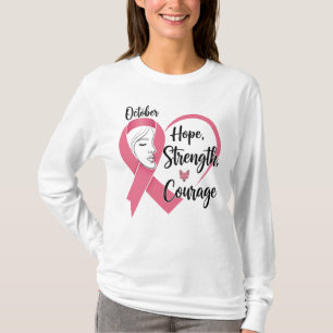 T-shirt Octobre Ruban rose - Espoir, force et courage
