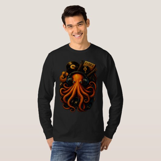 T-shirt OctoGlow – Octopus Vintage Steampunk Manches Longu (Devant entier)
