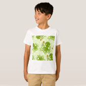 T-shirt Octopes Vertes Avec Fleurs (Devant entier)