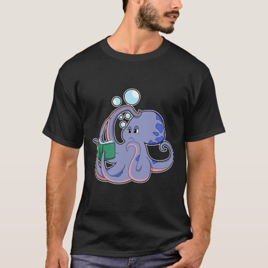T-shirt Octopus à la lecture avec livre (Devant)