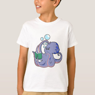 T-shirt Octopus à la lecture avec livre