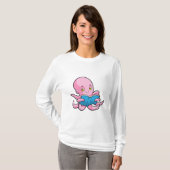 T-shirt Octopus à la lecture d'un livre (Devant entier)