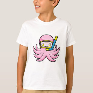 T-shirt Octopus à la plongée avec tuba et lunettes de nata
