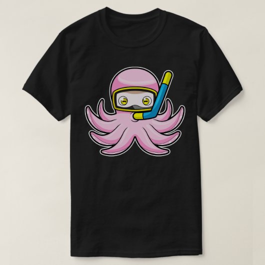 T-shirt Octopus à la plongée avec tuba lunettes de natatio (Design devant)