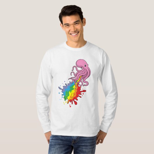 T-shirt Octopus avec arc-en-ciel (Devant entier)