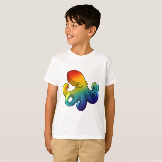 T-shirt Octopus avec arc-en-ciel (Devant entier)