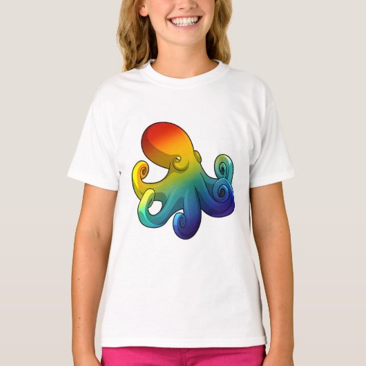 T-shirt Octopus avec arc-en-ciel (Devant)
