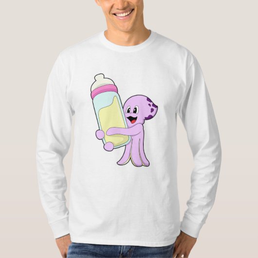 T-shirt Octopus avec Bébé Bouteille Lait (Devant)