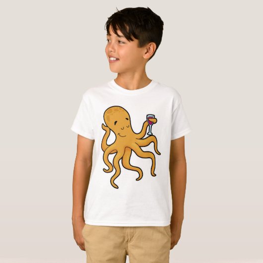 T-shirt Octopus avec verre de jus (Devant entier)