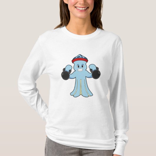 T-shirt Octopus comme Bodybuilder avec des cloches (Devant)