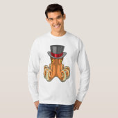 T-shirt Octopus comme Gentleman avec chapeau supérieur (Devant entier)