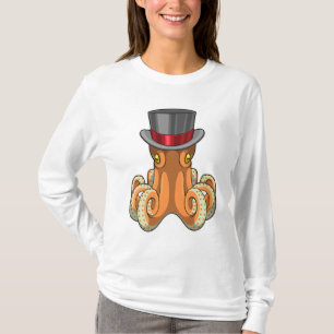 T-shirt Octopus comme Gentleman avec chapeau supérieur