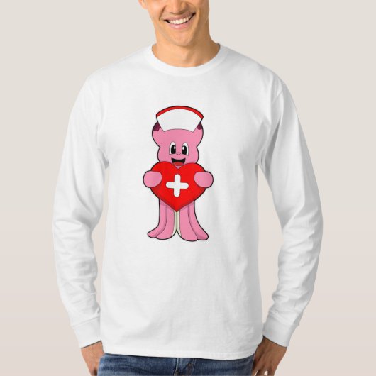 T-shirt Octopus comme infirmière avec coeur (Devant)