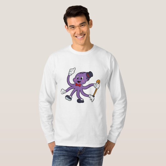 T-shirt Octopus comme magicien avec Casquette (Devant entier)