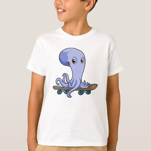 T-shirt Octopus comme patineur avec skateboard (Devant)