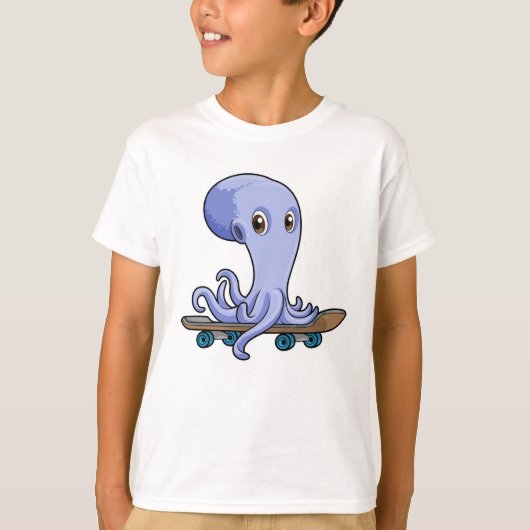 T-shirt Octopus comme patineur avec skateboard (Devant)