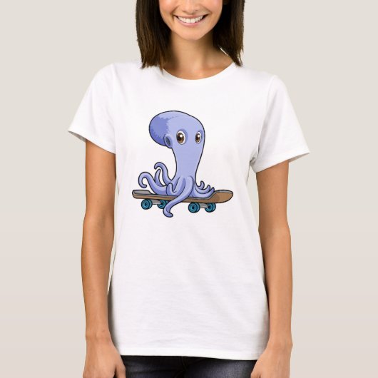 T-shirt Octopus comme patineur avec skateboard (Devant)