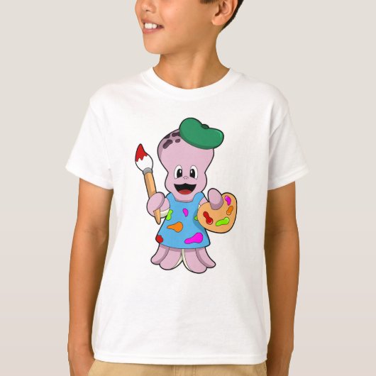T-shirt Octopus comme Peintre avec pinceau (Devant)
