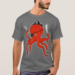 T-shirt Octopus comme Pirate avec couteau d'épée