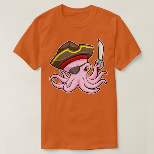 T-shirt Octopus comme Pirate avec Sabre Eye patch (Design devant)