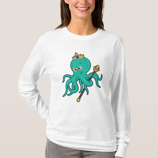 T-shirt Octopus comme roi avec Trident (Devant)