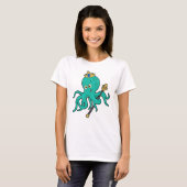 T-shirt Octopus comme roi avec Trident (Devant entier)