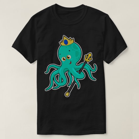 T-shirt Octopus comme roi avec Trident (Design devant)
