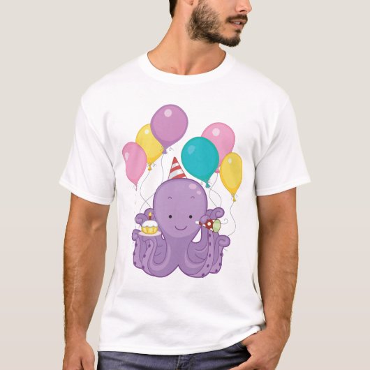 T-shirt Octopus d'anniversaire (Devant)