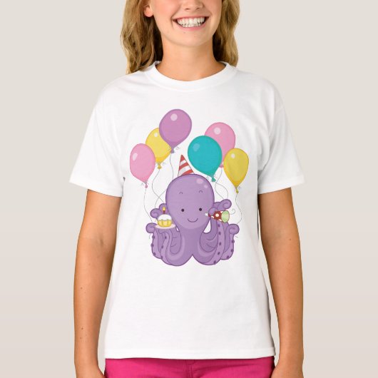 T-shirt Octopus d'anniversaire (Devant)