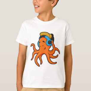 T-shirt Octopus en musique avec casque