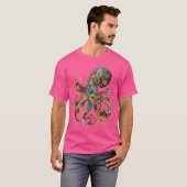 T-shirt Octopus Floral Fleurs calmar Kraken Plongée sous-m (Devant entier)