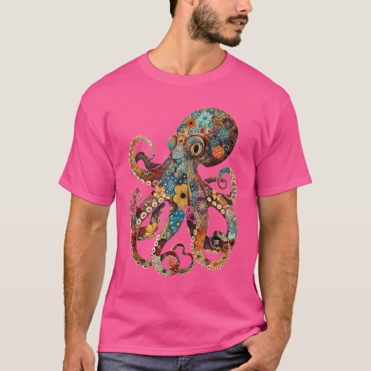 T-shirt Octopus Floral Fleurs calmar Kraken Plongée sous-m (Devant)