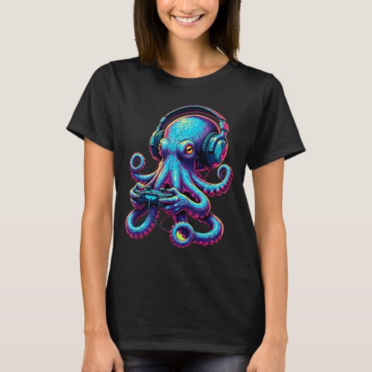 T-shirt Octopus Gaming Animal Video Games Funny Octopus  (Devant)