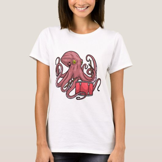 T-shirt Octopus Musician Drum Music (Devant)