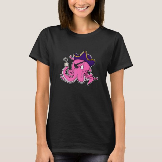 T-shirt Octopus Pirate Hook hand Eye patch (Devant)