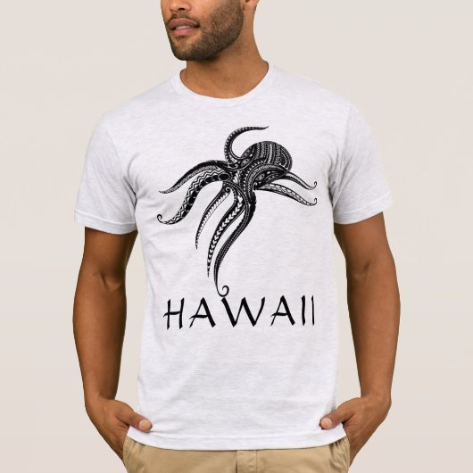 T-shirt OCTOPUS POLYNESIAN TRIBAL HAWAII Blk (Devant)