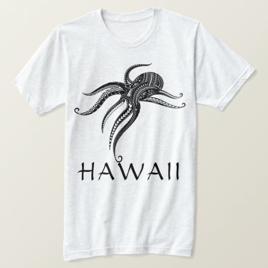 T-shirt OCTOPUS POLYNESIAN TRIBAL HAWAII Blk (Design devant)