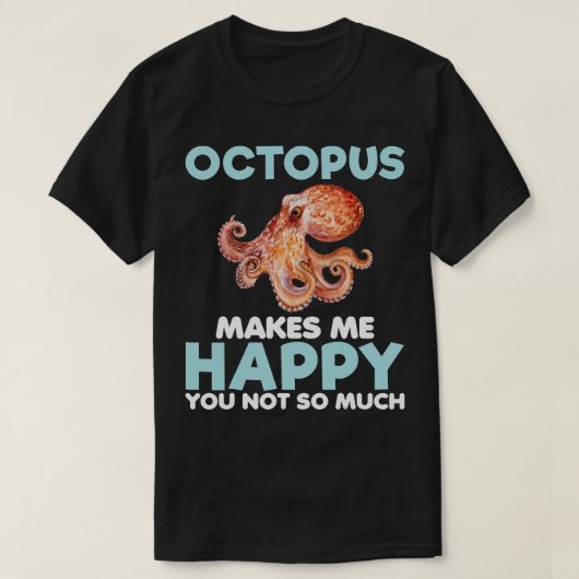 T-shirt Octopus Rend Joyeux Matin Océan Animaux Aliments M (Design devant)