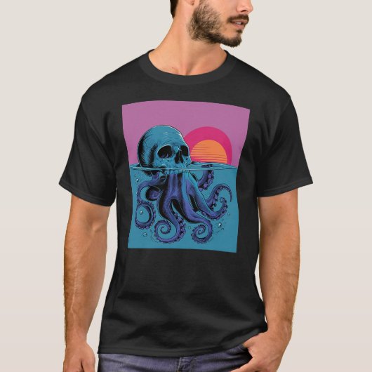 T-shirt Octopus Skull Halloween Skeleton Graphic Men Women (Devant)