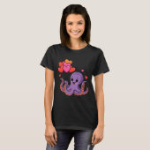 T-shirt Octopus With Heart Lloons Valentine Day  (Devant entier)