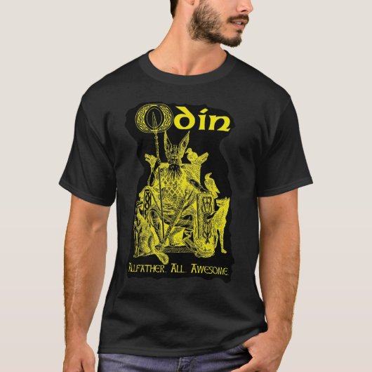 T-shirt ODIN ! Or sur le noir (Devant)