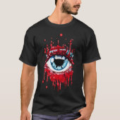 T-shirt Oeil bleu goutte sang horreur art (Devant)