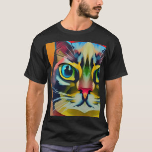 T-shirt Oeil de chat coloré abstraits traits kitty voices