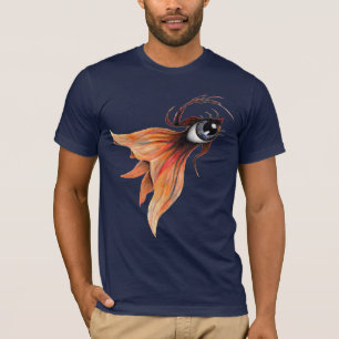T-shirt Œil Doré Poisson Rouge Surréaliste Fantaisie Œuvre